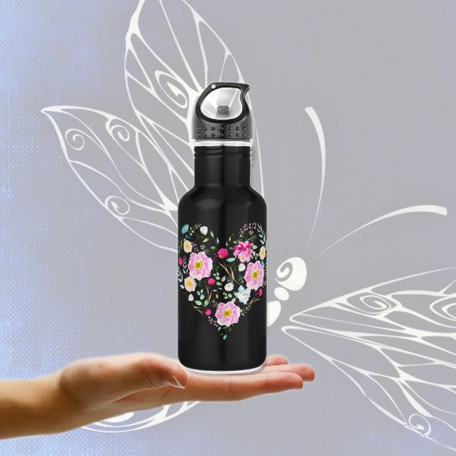 Botella De Agua Corazón lleno de Rosas (Subido por el creador)
