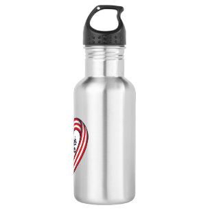 Botella De Agua Corazón Patriótico Agradecido Diseño Vectorial Vin