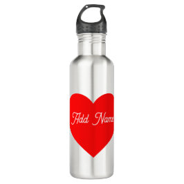 Botella De Agua Corazón Rojo Romántico Personalizado