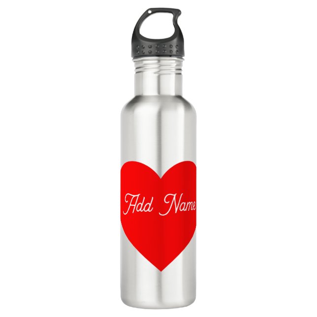 Botella De Agua Corazón Rojo Romántico Personalizado (Anverso)