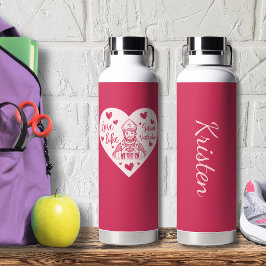 Botella De Agua Corazón Rosa Católico Amor Como San Valentín