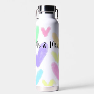 Botella De Agua Corazón simple estilo de texto minimalista boda Sr