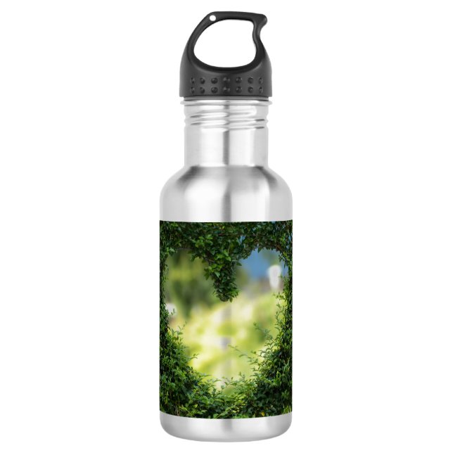 Botella De Agua Corazón Topiario Verde (Anverso)