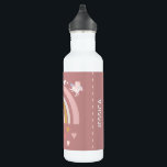 Botella De Agua Corazones arcoiris creen en la personalización de<br><div class="desc">Arcoiris moderno y sensacional y arte de corazones con unicornio bailando sobre el arcoiris con la cita de arriba "Yo creo".</div>
