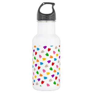 Botella De Agua Corazones De Amor Coloridos Diseño De Patrón Blanc
