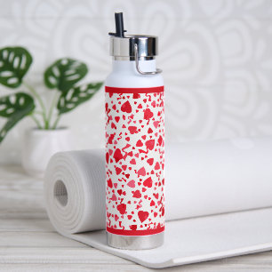 Botella De Agua Corazones de Confetti Rojo