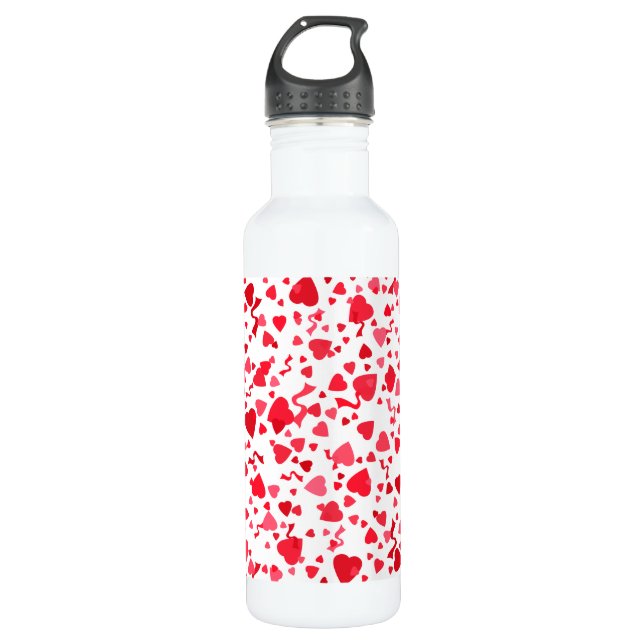 Botella De Agua Corazones de Confetti Rojo (Anverso)