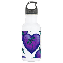 Botella De Agua Corazones morados y libélulas