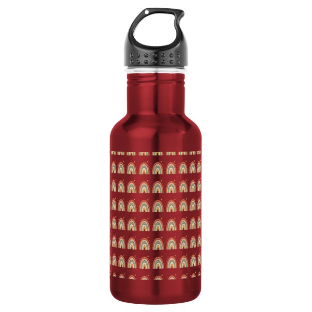 Botella De Agua Corbata con patrón de arcoíris boho (Anverso)