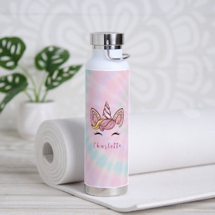 Botella De Agua Corbata mágica personalizada de unicornio Coquette