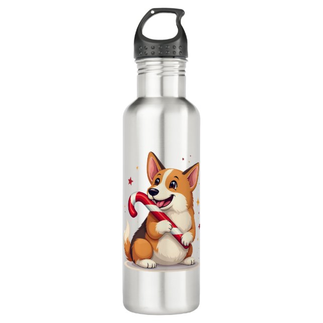 Botella De Agua Corgi Candy Cane Joy (Anverso)