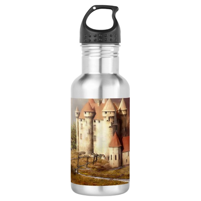 Botella De Agua Correr río Castillo Medieval (Anverso)