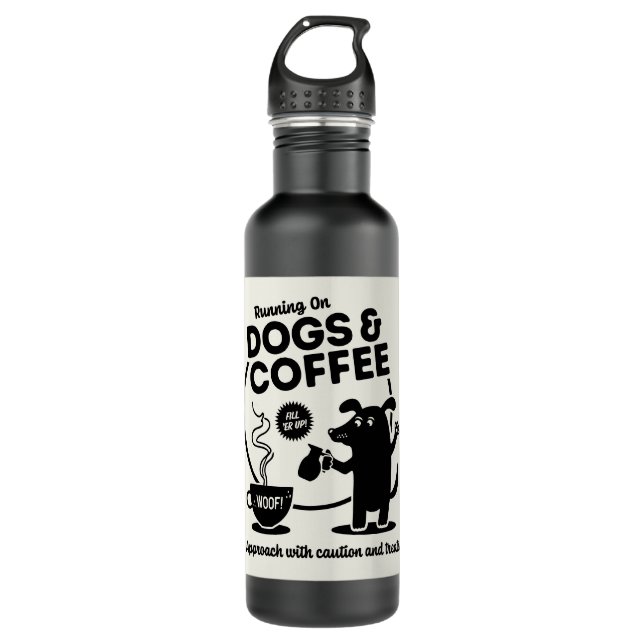 Botella De Agua Corriendo con perros y café (Anverso)