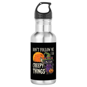 Botella De Agua Cosas espeluznantes Diseño de gato bruja de Hallow