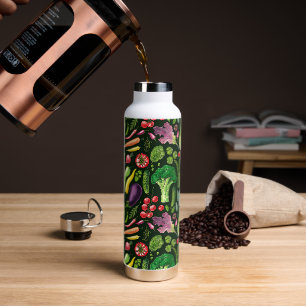 Botella De Agua Cosecha de huertos de verduras y hierbas en negro