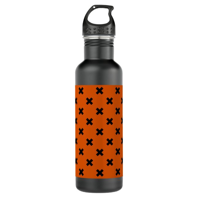 Botella De Agua Costillas de cruz negra en el naranja (Anverso)