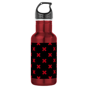 Botella De Agua Costillas de la cruz roja sobre el negro