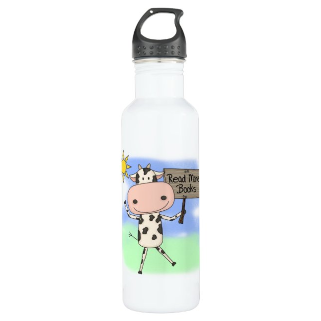 Botella De Agua Cow Leer más libros (Anverso)