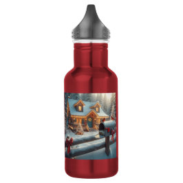 Botella De Agua Cozy Christmas Cabin Winter Wonderland