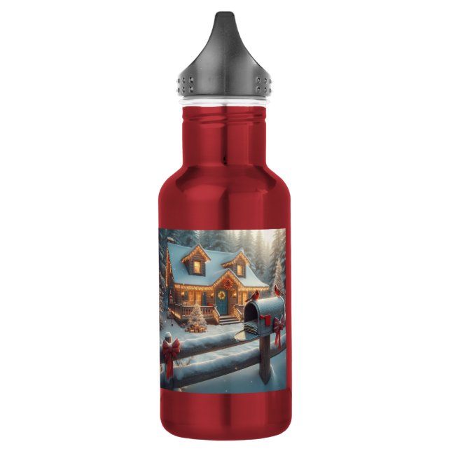Botella De Agua Cozy Christmas Cabin Winter Wonderland (Izquierda)