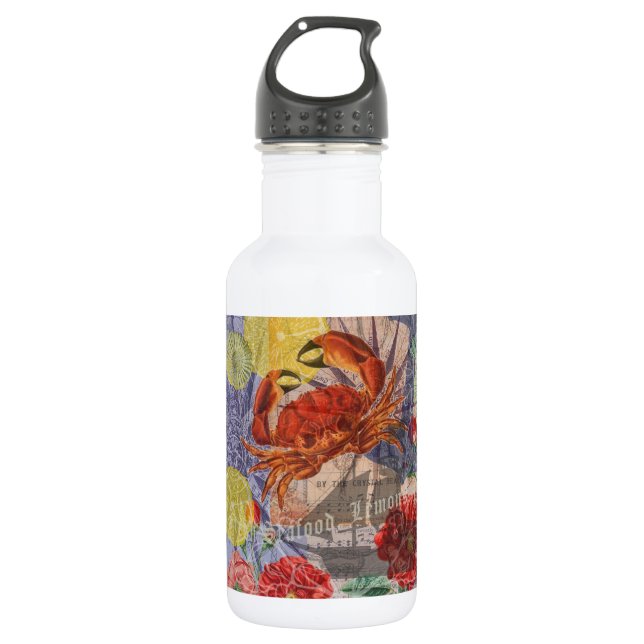 Botella De Agua Crab Nautical Beach Art (Anverso)
