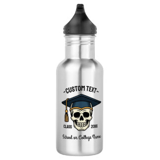 Botella De Agua Cráneo Graduado Nombre Personalizado Año Escuela