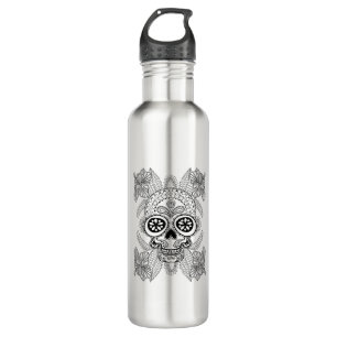 Botella De Agua Cráneo inspirado en flores