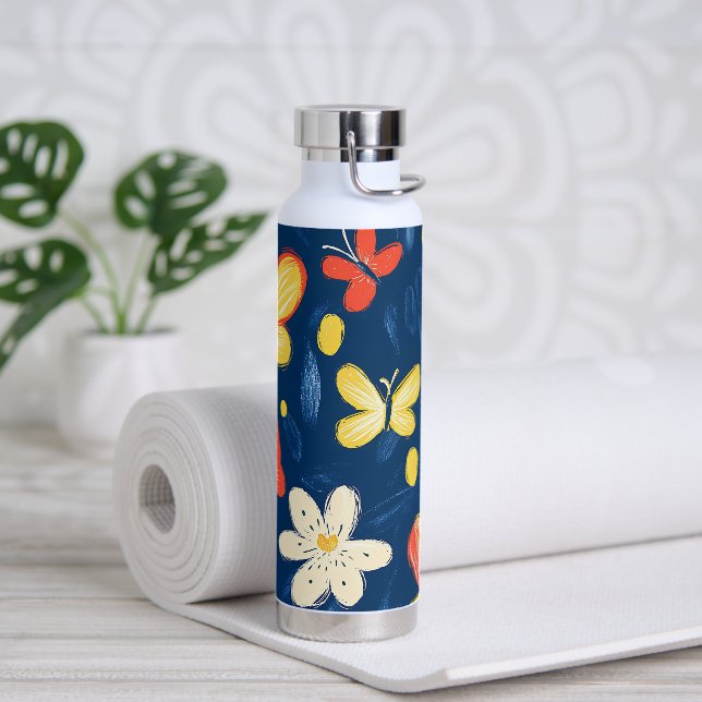 Botella De Agua Crayon and Butterfly Flowers (Yoga)