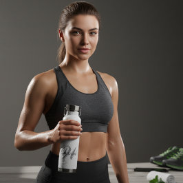 Botella De Agua Crea tu nombre de monograma personalizado blanco