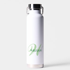 Botella De Agua Crea tu nombre de monograma personalizado blanco