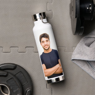 Botella De Agua Crea tu propia imagen personalizada con 2 fotos