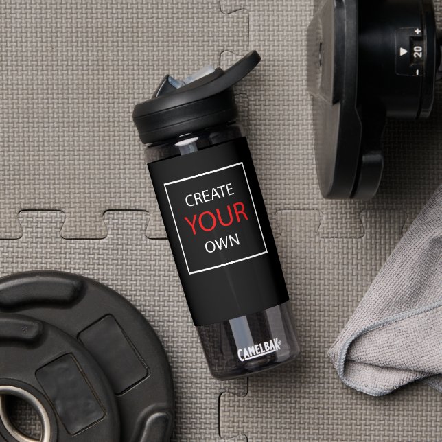 Botella De Agua Crea tu propio gimnasio negro, fitness / Personali (Gimnasio)