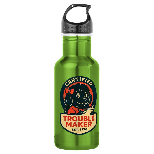Botella De Agua Creador de Problemas Certificado – Est. 1776 Terra (Anverso)