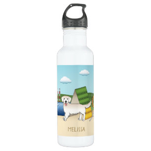 Botella De Agua Cream Golden Retriever Con Equipo De Agilidad