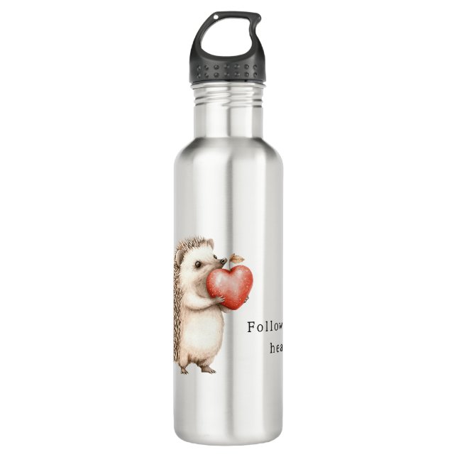 Botella De Agua Cream Hedgehog Apple Heart (Anverso)