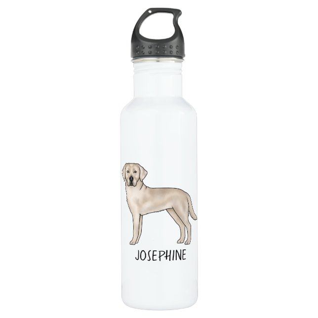 Botella De Agua Cream Labrador Retriever Lab Art Custom Name (Anverso)