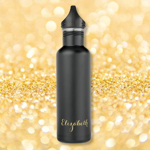 Botella De Agua Crear negro mate monogramado dorado estilo Persona