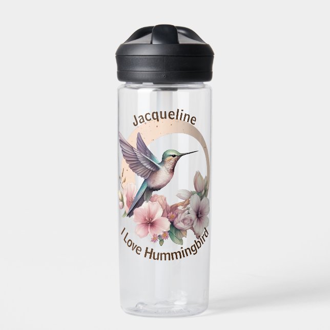 Botella De Agua Crear su propia acuarela Hummingbird Nombre person (Delante)