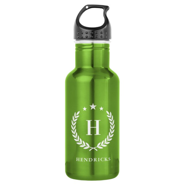 Botella De Agua Create Your Own Intel Monogram With Laurel wreaths (Anverso)