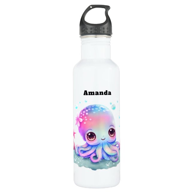 Botella De Agua Creatura marina de Octopus Cute (Anverso)
