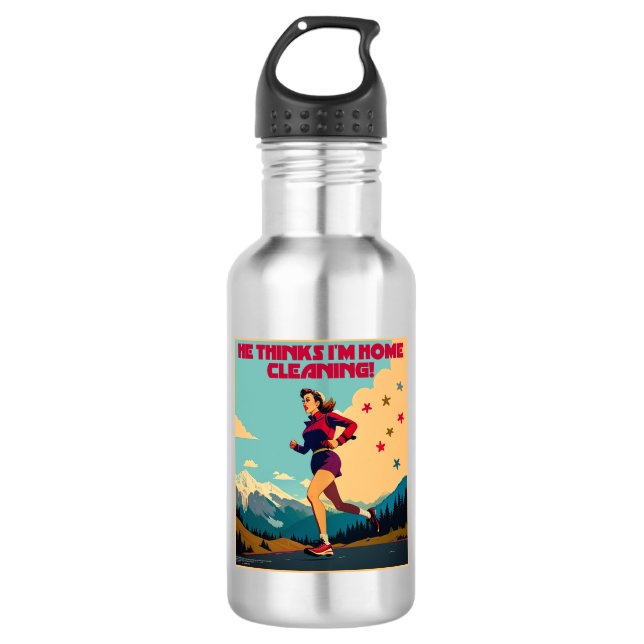 Botella De Agua Cree que estoy limpiando mi casa (Anverso)