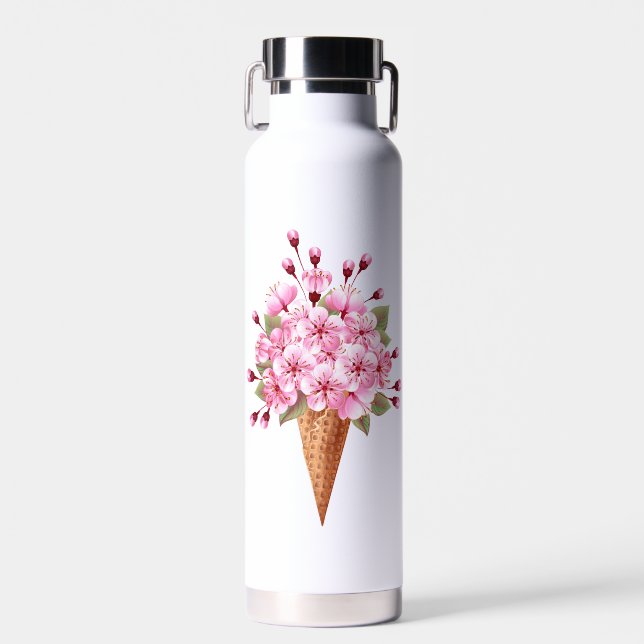 Botella De Agua Crema rosa de hielo Sakura Waffle Cone (Delantero)