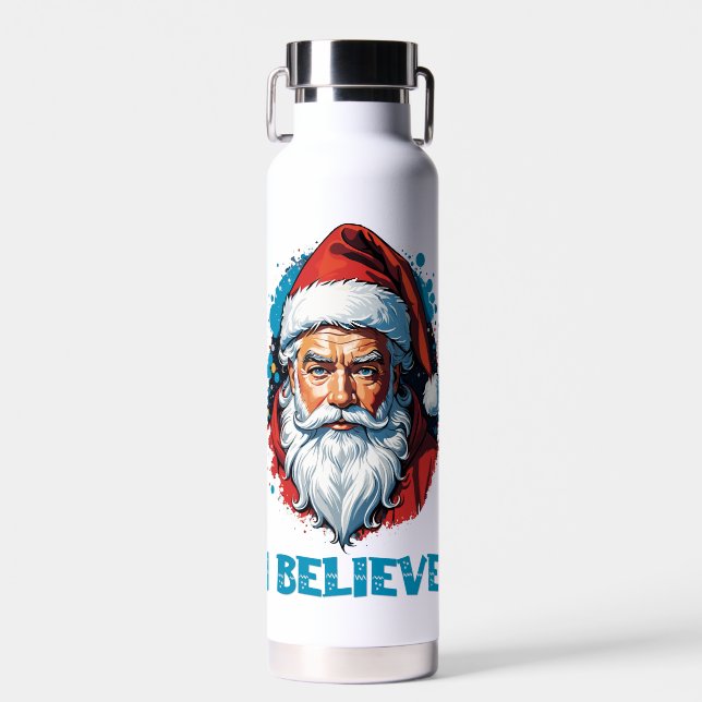 Botella De Agua Creo en el diseño del graffiti de Santa Claus (Delantero)