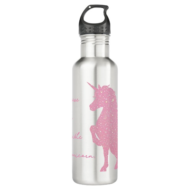 Botella De Agua Creo en el unicornio rosa invisible. (Anverso)