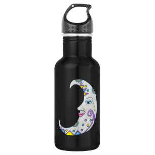 Botella De Agua Crescent Moon With Face Abstract Markt Scroll