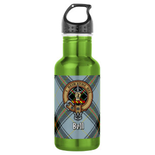 Botella De Agua Crest de Clan Bell sobre tartán