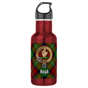 Botella De Agua Crest de Clan Boyd sobre tartán