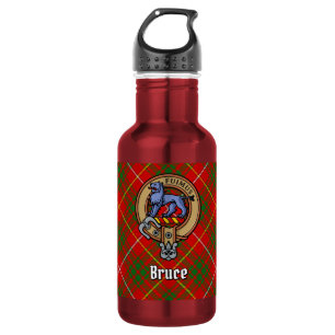 Botella De Agua Crest de Clan Bruce sobre tartán