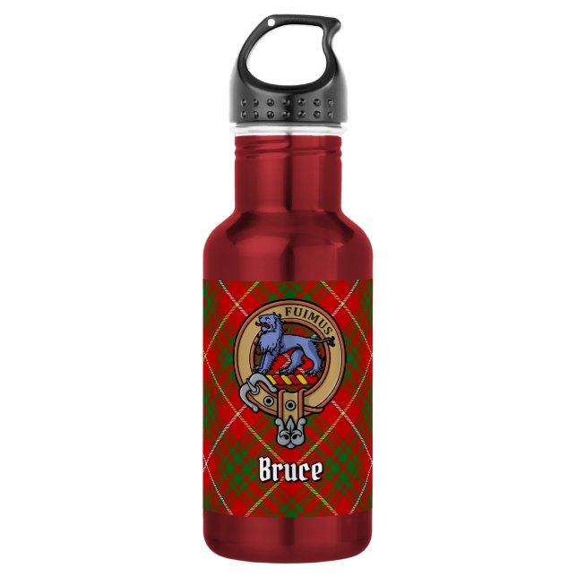 Botella De Agua Crest de Clan Bruce sobre tartán (Anverso)