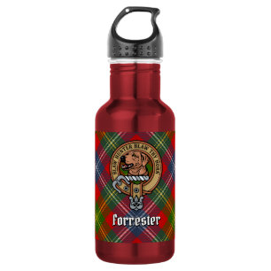 Botella De Agua Crest de Clan Forrester sobre tartán